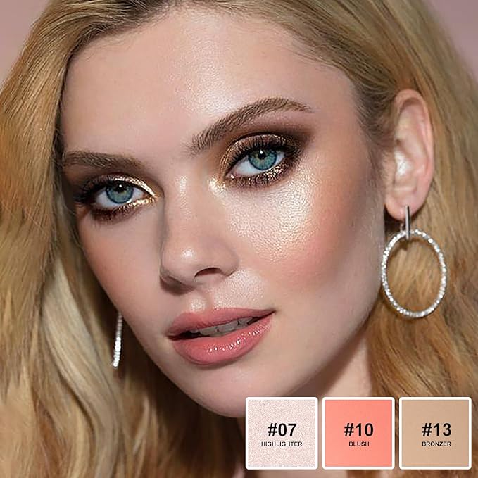 Lezero 3Pcs Cream Contour Stick Makeup Kit, Shades with Highlighter, Blush and Bronzer Trio for Sculpt the Cheeks and Body, Long Lasting, Waterproof, Matte & Dewy Finish,#1 FAIR (07,10,13)