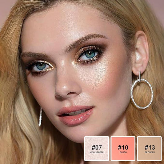 Lezero 3Pcs Cream Contour Stick Makeup Kit, Shades with Highlighter, Blush and Bronzer Trio for Sculpt the Cheeks and Body, Long Lasting, Waterproof, Matte & Dewy Finish,#1 FAIR (07,10,13)