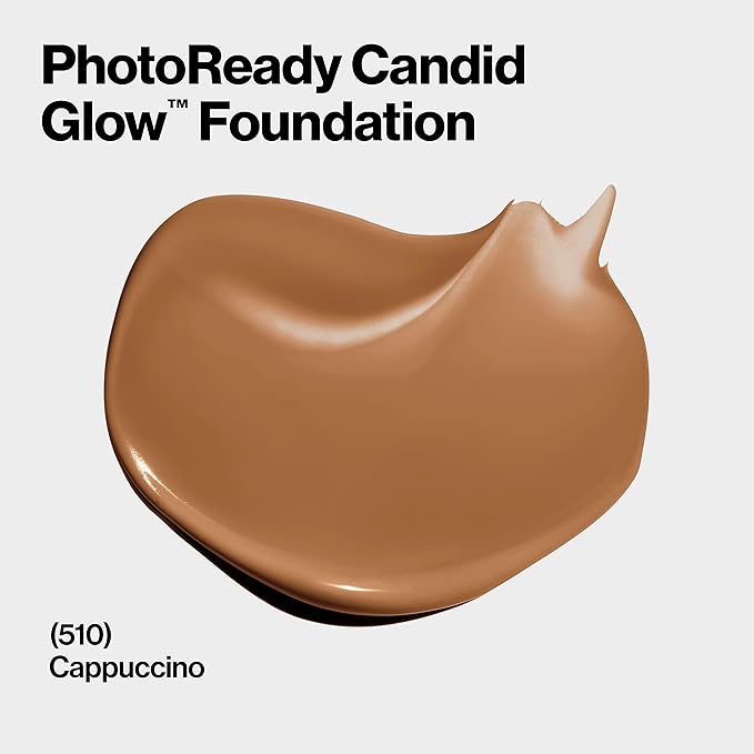 Revlon PhotoReady Candid Glow Moisture Glow Anti-Pollution Foundation with Vitamin E and Prickly Pear Oil, Anti-Blue Light Ingredients, without Parabens, Pthalates, and Fragrances, Cappuccino, 0.75 oz