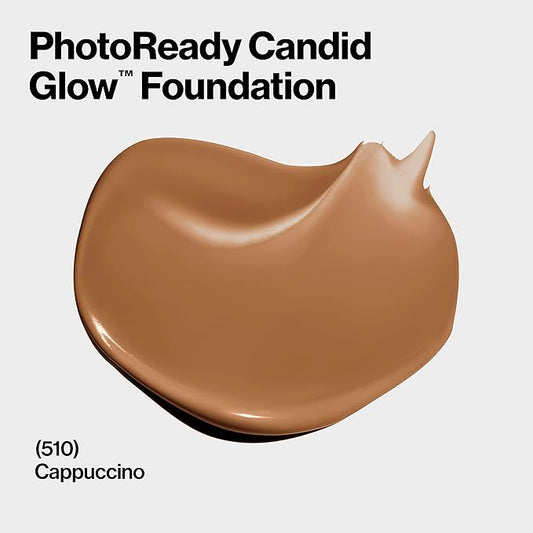 Revlon PhotoReady Candid Glow Moisture Glow Anti-Pollution Foundation with Vitamin E and Prickly Pear Oil, Anti-Blue Light Ingredients, without Parabens, Pthalates, and Fragrances, Cappuccino, 0.75 oz