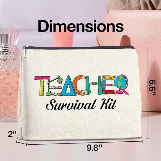 Teacher Survival Kit Makeup Bag Teacher Gifts for Women, Gifts for Teachers Zipper Makeup Pouch
