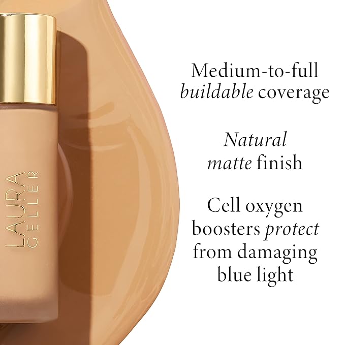 LAURA GELLER NEW YORK Double Take Liquid Foundation | Medium to Full Coverage, Natural Matte Finish, Fair