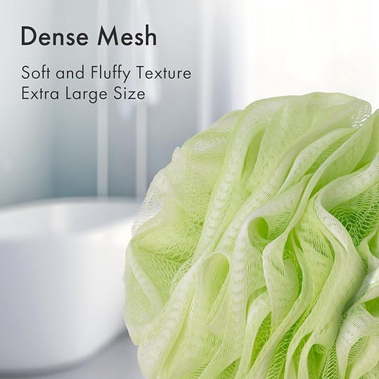 AmazerBath Bath Loofah Sponge (Pack of 4), Shower Loofah 60g/PCS Body Scrubber Loofa - Light Orange-Green-Grey-Beige, Bath Sponge for Men and Women
