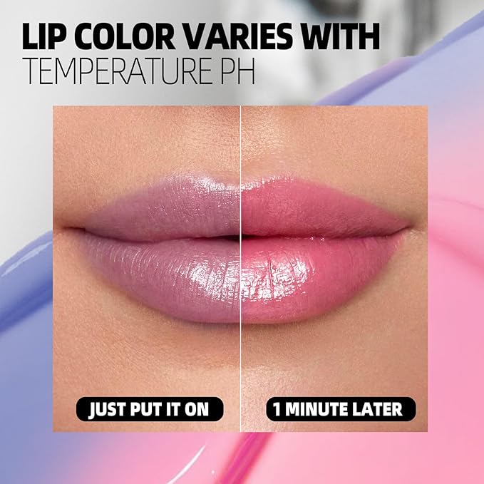 2PCS PH Adjusting Lip & Cheek Tint, Temperature Color Change Instaph Lipstick Lip Stain, Hydrating & Long-Lasting, Natural Glow Blush & Lip Color, Buildable, Non-Sticky, Moisturizing Lip & Cheek Stain