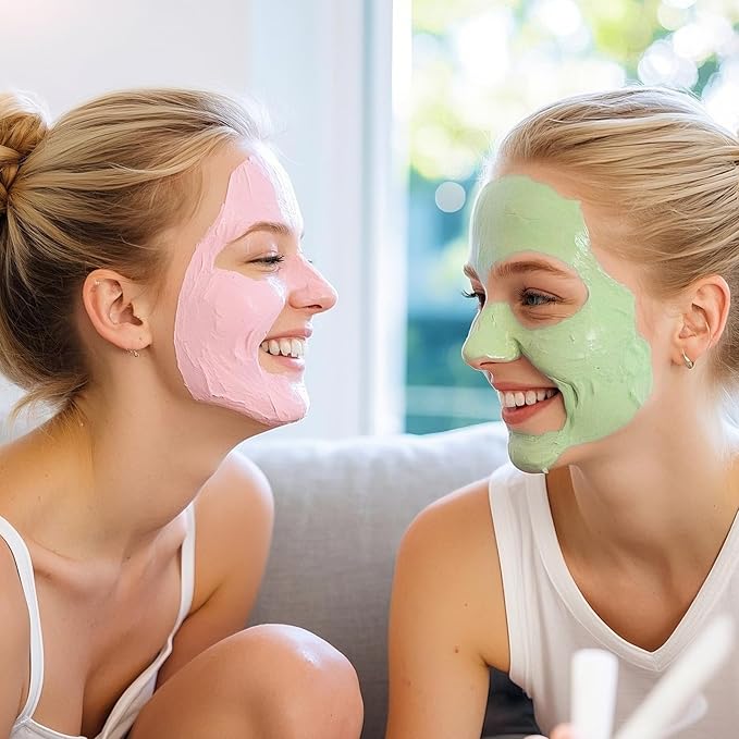 4 Pack Clay Mask, Vitamin C Turmeric Dead Sea Mud Facial Mask, Rose, Green Tea Clay Masque Set - Weekly Self Care Spa Gift for Women and Men, Skincare for Deep Cleansing Pore Minimizing Face Treatment