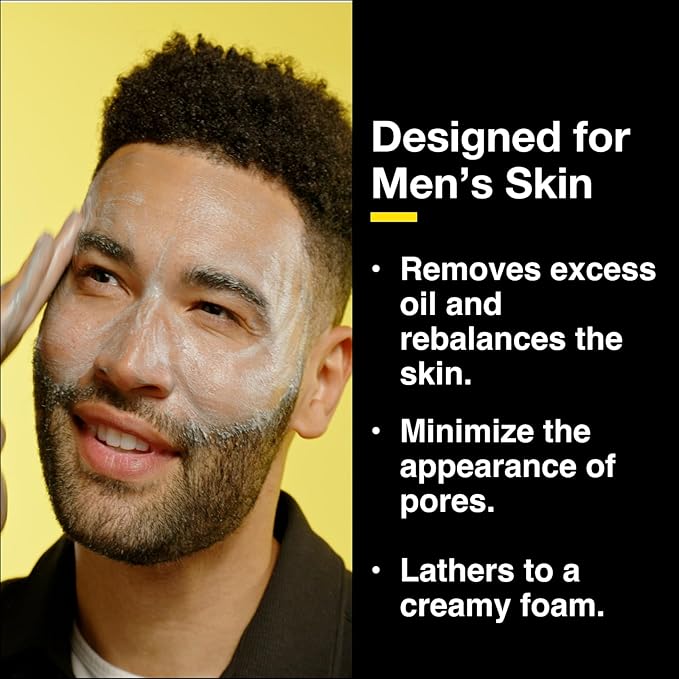 Lumin Charcoal Face Wash for Men Skincare - Daily Detox, Hydrating Face Cleanser, Removes Impurities, Exfoliates, Unclogs Pores, Controls Oil, Soothes Irritation, All Skin Types, 1 Pack