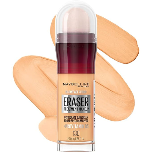 Maybelline Instant Age Rewind Eraser Foundation with SPF 20 and Moisturizing ProVitamin B5, 130, 1 Count (Packaging May Vary)
