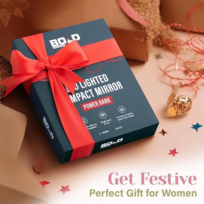 BoldAct Compact Mirror with Light 1X/3X Magnification LED Travel Makeup Mirror with Power Bank Rechargeable, Dimmable Lighted Portable Makeup Mirror for Purse 2 Sided Folding Mirror Green