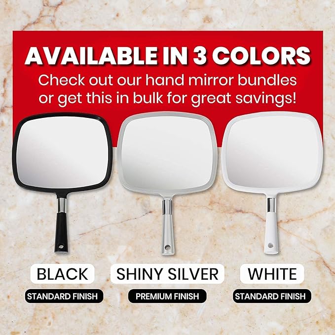 Mirrorvana Pack of 5 Large & Comfy Hand Held Mirror (Black)