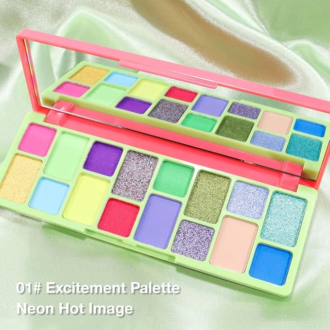 16 Colors Eyeshadow Palette,Matte&Glitter&Shimmer Eyeshadow Makeup,Naturing-Looking,High Pigment Waterproof Eye Shadow Palette Makeup, 100% Cruelty-free (01#Green Series)