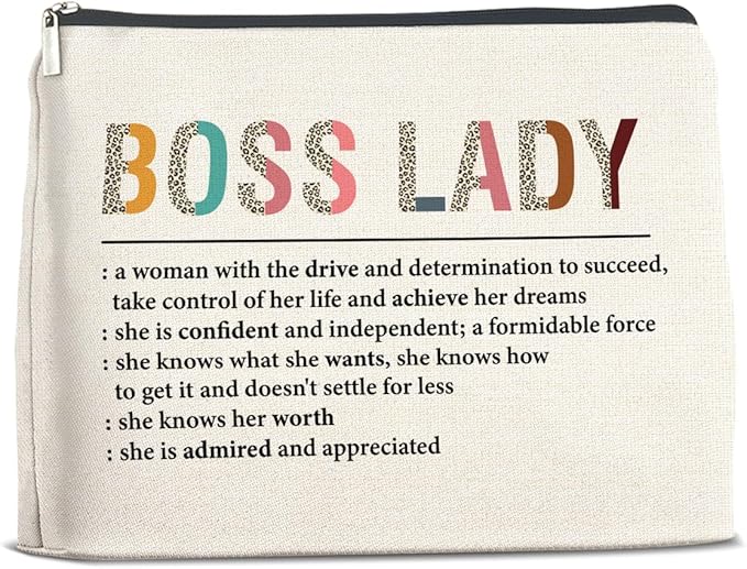 Makeup Bag Boss Lady Gifts for Women Female, Thank You Gifts for Boss Lady Definition Cosmetic Bag Zipper Makeup Pouch