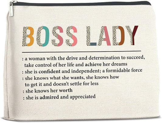 Makeup Bag Boss Lady Gifts for Women Female, Thank You Gifts for Boss Lady Definition Cosmetic Bag Zipper Makeup Pouch