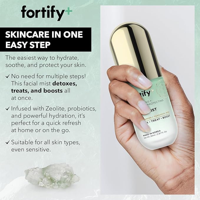 Fortify 9-in-1 Hydrating Face Mist with Hyaluronic Acid & Aloe - Dermatologist Tested, Anti-Aging, Fragrance-Free, Cruelty-Free - For All Skin Types - Made in Korea - 85ML/2.87Oz - 2 Pack