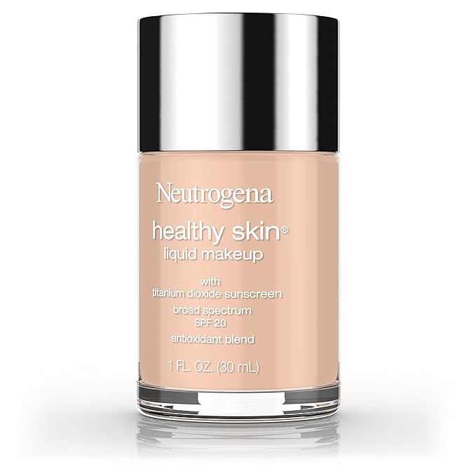 Neutrogena Healthy Skin Liquid Makeup Foundation, Broad Spectrum SPF 20 Sunscreen, Lightweight & Flawless Coverage Foundation with Antioxidant Vitamin E & Feverfew, Medium Beige, 1 fl. oz (Pack of 2)