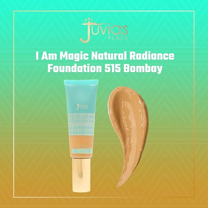 Juvia's Place I Am Magic Natural Radiance Foundation - 515Bombay - Full Coverage Liquid Foundation Makeup for Dry, Mature, Aging, and Combination Skin - Lightweight Longwear Base with Radiant Finish