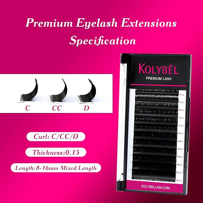 Premium Eyelash Extensions 0.15 D Curl 17mm Single Tray Premium Individual Lash Extensions, Silk Volume & Classic Lashes Soft Matte Dark Professional Eyelashes Extension Salon Use(0.15-D-17mm)