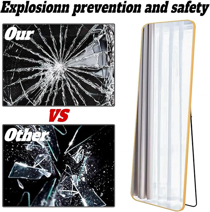 57x20 Door Hanging Full Length Mirror, Floor Stand (Height 5.7ft just Body in1.3ft) Wall Mounted Metal Frame Rectangle Dressing Mirrors for Bedroom Room 57 inch Gold