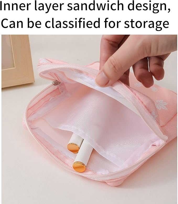2PCS Mini Makeup Bag,Cute Pocket Cosmetic Bag,Portable Small Make Up Bags for Women,Travel Cosmetic Bag Small Makeup Pouch,Mini storage bag for Sanitary pad,coin,lipstick,jewelry