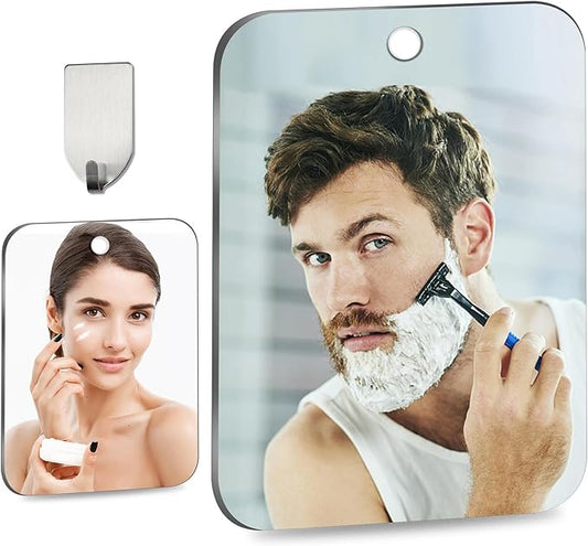 Shower Mirror Fogless for Shaving, (Small 6.8 x5 inch) 30% Than Original, Shower Mirrors Fogless, Small Wall Mirrors for Camping, Outdoor Plastic Mirror for Shower