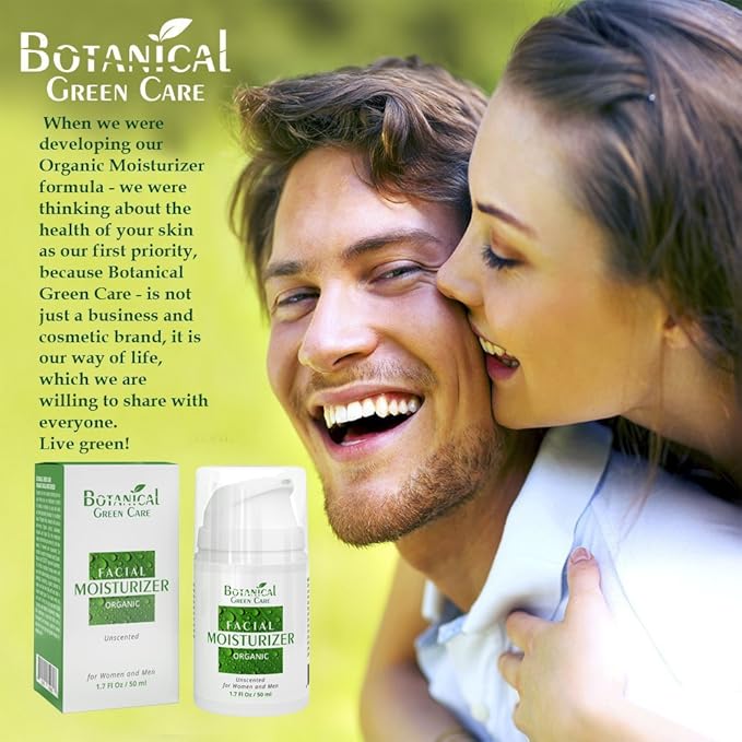 Botanical Green Care Organic Facial Moisturizer. Natural Aging Face Moisturizing Cream for Sensitive, Dry & Normal Skin for Women and Men
