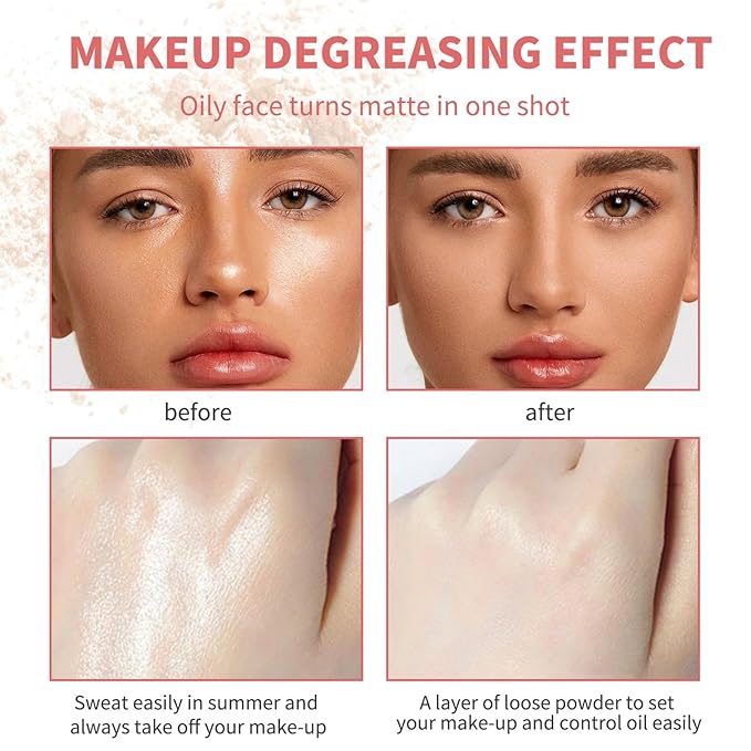 MAEPEOR Matte Setting Loose Powder 8 Colors Smooth and Lightweight Face Powder for Brightening and Setting Makeup with Face Puff (06 Mountain)