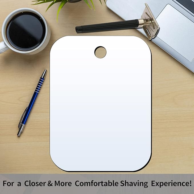 Bathroom Handheld Mirror for Men and Women Unbreakable Portable Camping Travel Mirrors,Frameless Handheld for Makeup Large,2pack(8*10 inch)