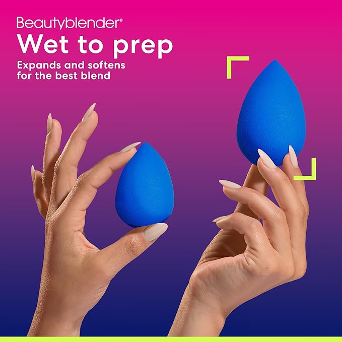 Beautyblender® | Sapphire Beauty Blender Makeup Sponge, Super-Soft Foam Easily Blends Foundations, Powders & Creams, Made in USA, Reusable, Washable, Streak Free Application, Vegan, Cruelty Free