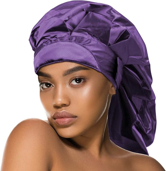 DONNA Silky Padded Braid Cap Braids, Twist, Locs or Ponytails Soft Satin Elastic Band Braid Bonnet for Sleeping