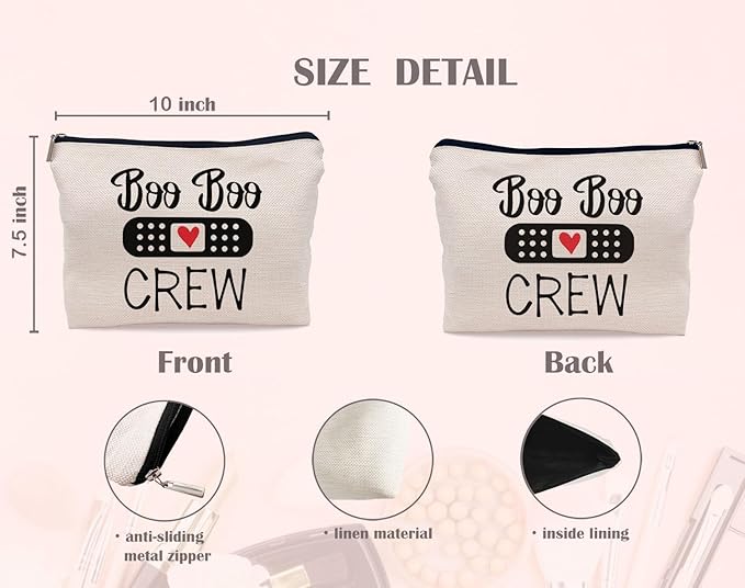 Boo Boo Crew Nurse Makeup Bag,Nursing Cosmetic Makeup Bag for Women Girls,Nurse Appreciation Graduation Healthcare Gifts,Gifts for School Nurse Medical Student Nursing Student