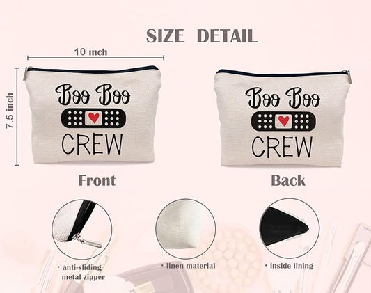 Boo Boo Crew Nurse Makeup Bag,Nursing Cosmetic Makeup Bag for Women Girls,Nurse Appreciation Graduation Healthcare Gifts,Gifts for School Nurse Medical Student Nursing Student