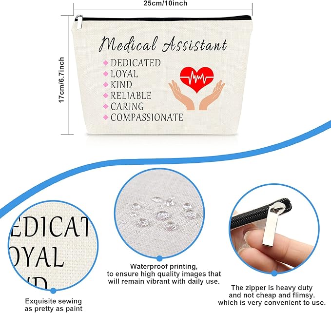 Medical Assistant Thank You Gift Makeup Bag MA Gift for Nurse Doctor Medical Assistant Graduation Gift Cosmetic Bag Pouch Nurse Appreciation Gift Birthday Nurses Day Thanksgiving Christmas Gifts