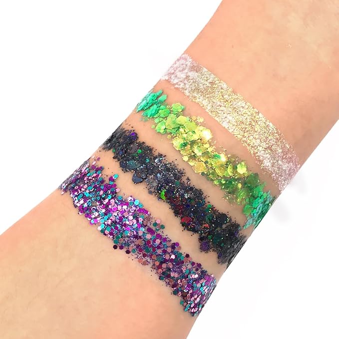 Mermaid Green - Color Shift Holographic Body Glitter Gel for Body, Face, Hair - Vegan & Cruelty Free - Electric Bliss Beauty (Green)