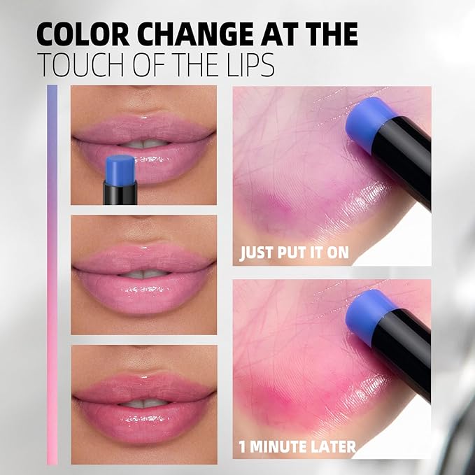 2PCS PH Adjusting Lip & Cheek Tint, Temperature Color Change Instaph Lipstick Lip Stain, Hydrating & Long-Lasting, Natural Glow Blush & Lip Color, Buildable, Non-Sticky, Moisturizing Lip & Cheek Stain