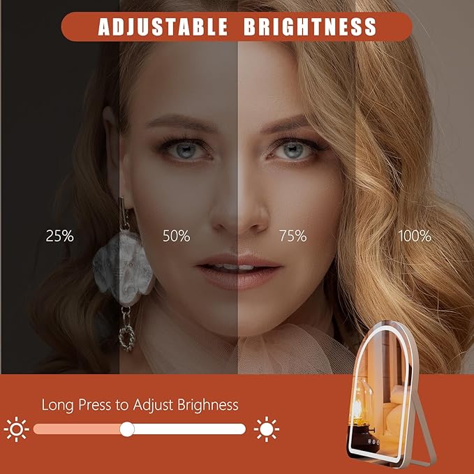 Makeup Mirror with Lights, 18" x 22" Vanity Mirror, 3 Color Modes, Dimmable Light, 360 Rotation