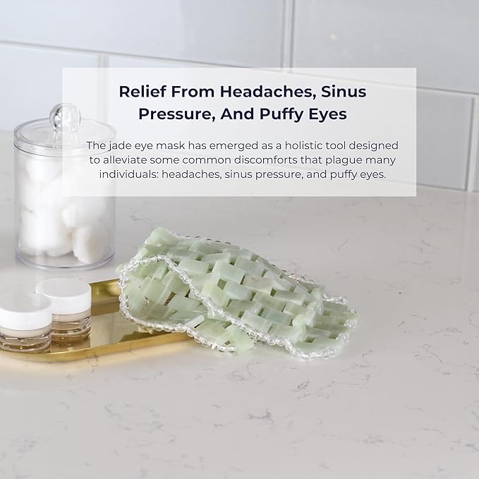 Alana Mitchell Jade Eye Mask – Weighted Eye Mask to Eliminate Wrinkles, Puffiness, & Irritation – Headache and Migraine Relief Mask - 100% Real Jade Stone Beads for Hot & Cold Anti Aging Therapy