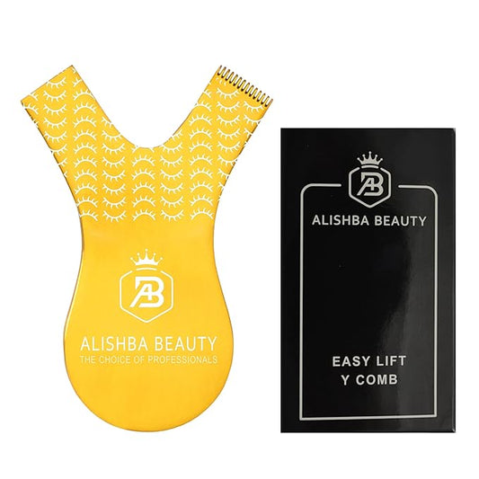 ALISHBA BEAUTY STAINLESS STEEL EASY LIFT Y-COMB SHAPE LASH LIFT BRUSH LASH LIFT PERM TOOL, TINT TOOL, EYELASH LIFT & MAKEUP BEAUTY TOOL FOR LASH GRAFTING YCOMB TOOL (GOLD)