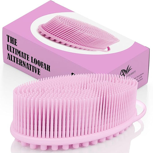 Avilana Silicone Body Scrubber – Gentle Shower Brush & Loofah Alternative – Silver-Infused Options – Fast-Drying, Hygienic, BPA-Free Silicone Body Exfoliator for Sensitive Skin, Men & Women
