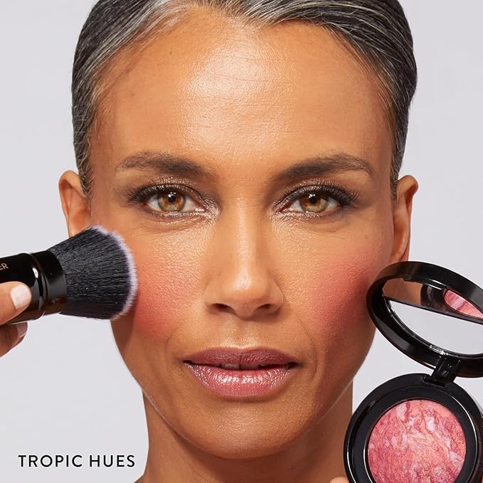 LAURA GELLER NEW YORK 40+ Club Blush-n-Balance 3pc Kit: Baked Balance-N-Brighten Color Correcting Foundation, Deep + Retractable Kabuki Brush + Baked Blush-N-Brighten, Tropic Hues