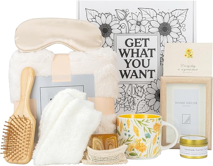 Foldifyzen Birthday gifts for women, Get well soon gift baskets,care package with sunflower coffee mug,sunflower pattern gift box to color as unique gift baskets for women.