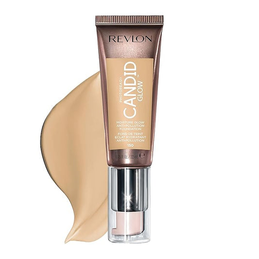 Revlon PhotoReady Candid Glow Moisture Glow Anti-Pollution Foundation with Vitamin E & Prickly Pear Oil,Anti-Blue Light Ingredients,without Parabens,Pthalates,and Fragrances,Creme Brulee,0.75 oz