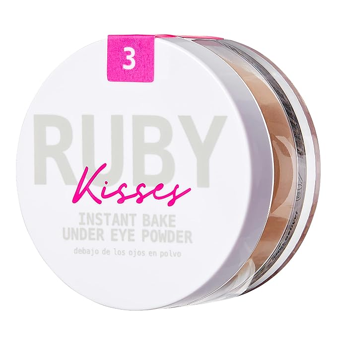 Ruby Kisses Instant Bake Undereye Powder - Vegan, Cruelty Free Powder for Brightening Eyes and Smudge-Free Makeup (Earth)