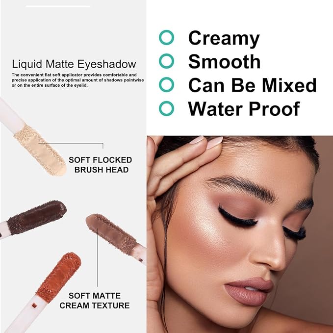 MAEPEOR Matte Liquid Eyeshadow 8 Colors Naked Smooth Creamy Eyeshadow Long Lasting and Waterproof Lightweight Cream Eye Shadow (P03 Oak)