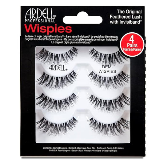Ardell Demi Wispies False Eyelashes, Black - Full Volume Demi Wispies, Reusable Strip Lashes for Eye Makeup Enhancement, 1 Pack