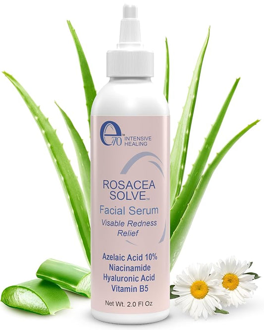 Rosacea Treatment Skincare Face Serum for Women & Men - Gentle Face Serum Moisturizer Redness Reducing Skin Care with 10% Azelaic Acid, Made in USA by e70 (2 fl. oz)