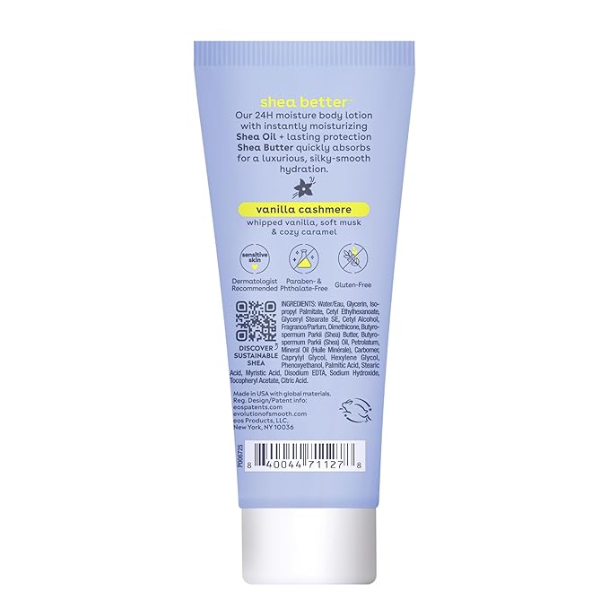 eos 24H Moisture Travel Body Lotion- Vanilla Cashmere, Travel Size Essential, Toiletries, Mini Body Lotion For Dry Skin, 2.5 fl oz (Pack of 2)