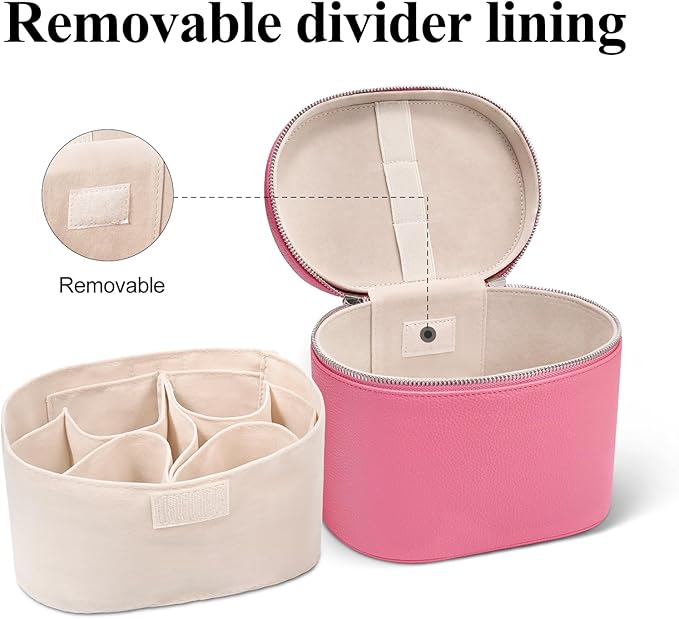 Makeup Bag, Travel Make up Case with Compartments and Handle, Portable Cosmetic Organizer Bags,Toiletry Bag for Women