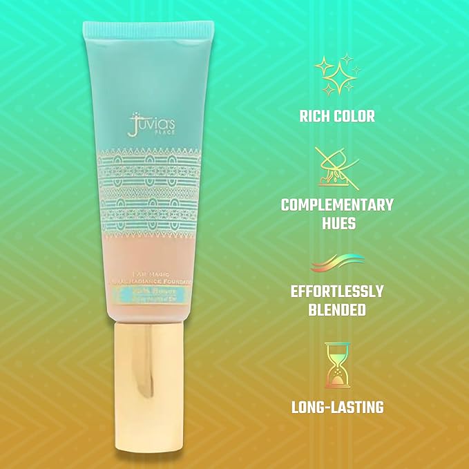 Juvia's Place I Am Magic Natural Radiance Foundation - 600Cairo - Full Coverage Liquid Foundation Makeup for Dry, Mature, Aging, and Combination Skin - Lightweight Longwear Base with Radiant Finish