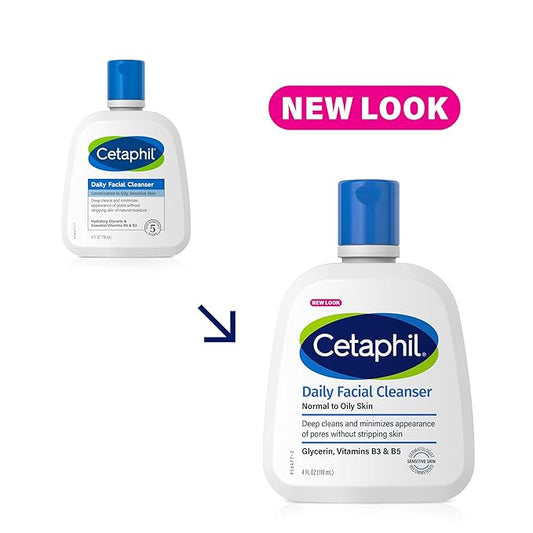 Cetaphil Face Wash, Daily Facial Cleanser for Sensitive, Combination to Oily Skin, 4 Oz 3 Pack, Gentle Foaming, Soap Free, Hypoallergenic