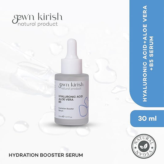 Gew’n Kirish Hyaluronic Acid + Aloe Vera + Vitamin B5 Hydration Booster Serum – Deep Moisture, Soothing & Skin Barrier Support, Lightweight Daily Hydrating Serum, 30 ml (1.01 fl oz)