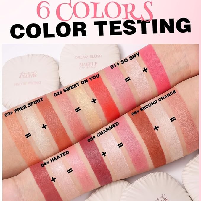 2 Colors Cream Blush for Cheeks Creamy & Ultra Pigmented Formula Face Blushes Makeup Cosmetics #02